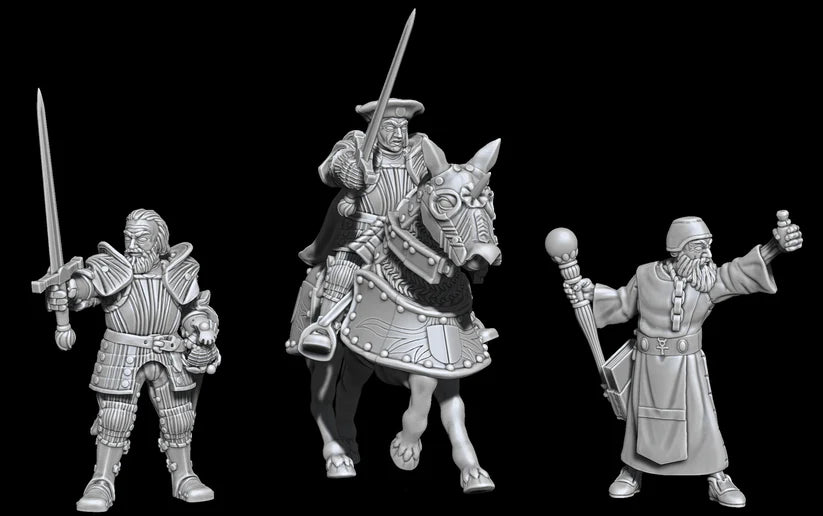 ERA PLATE — a finished figure from this period, lit warm on a dark ground. One representative miniature, not a crowd.